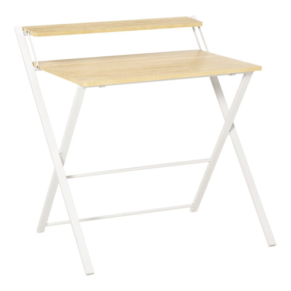 Easycomfort Bureau Schermbesparende Ruimte met Superieur Bed voor Kamer en Kantoor, 81,5x70x84cm, Kleur Hout en Wit