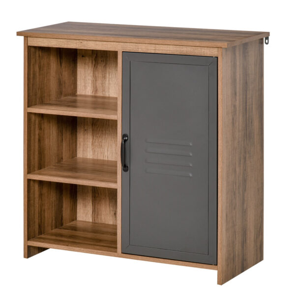 Easycomfort Multi-use Furniture with Rope and Wooden Wardrobe with Metal Anta, Living and Kitchen Mobile, 80x35x82cm, Brown Grey