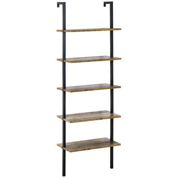 Easycomfort Weegschaalbibliotheek met 5 planken in industriële stijl in hout en metaal, 60x30x184,5 cm, bruin