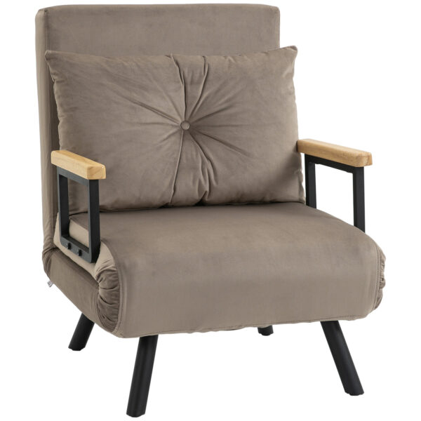 Easycomfort Stoelbed 3 in 1 met verstelbare rugleuning in 5 standen en kussen, 63x73x81 cm, grijs