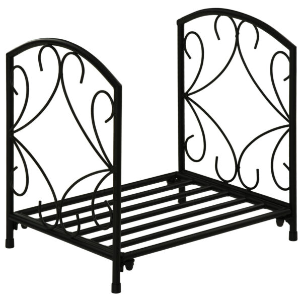 EASYCOMFORT Wood holder for indoor and outdoor fireplace in metal with raised base for 50kg of wood, 39.5x31.5x39.5cm - Black