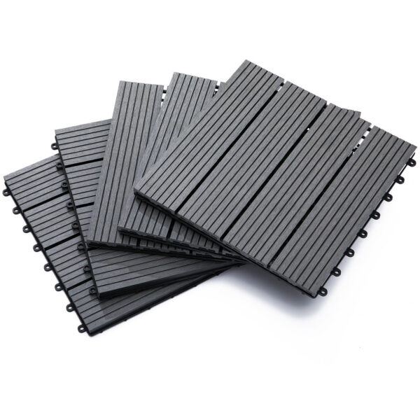 EASYCOMFORT Interlocking Garden Tiles Set of 11 Tiles,Outdoor Garden Flooring 30x30 cm Grey