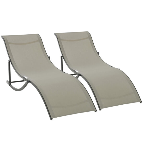 EASYCOMFORT Set of 2 Folding Garden Deckchairs, Sun Lounger in Aluminum and Textile, 61x165x63cm