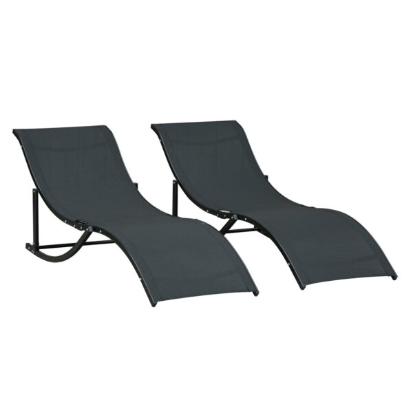 EASYCOMFORT Set of 2 Folding Garden Deckchairs, Sun Lounger in Aluminum and Textile, 61x165x63cm