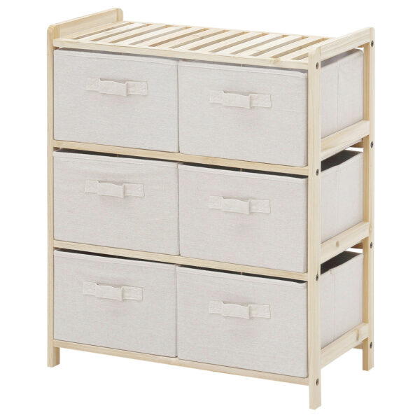 Easycomfort Cassette met 6 stoffencassettes, 59x28x70cm - Hout, Beige