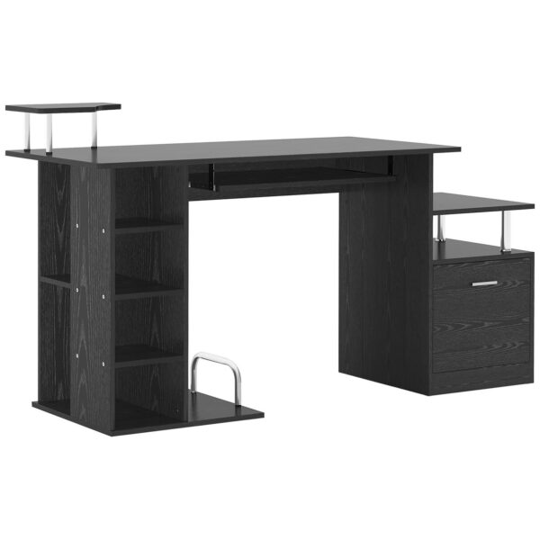 Easycomfort moderne computertas met cassettes, ritsen en uittrekbaar toetsenbord, kantoortas voor thuis in zwart hout 152x60x88cm