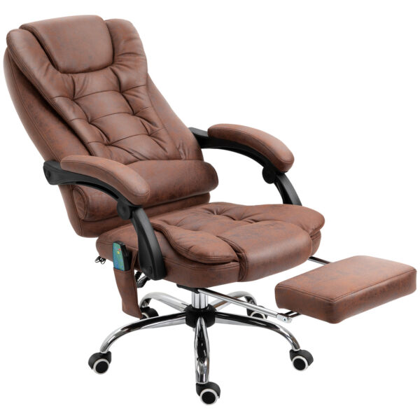 Easycomfort kantoormassagestoel met verwarming, verstelbare rugleuning en hoogte, bruin