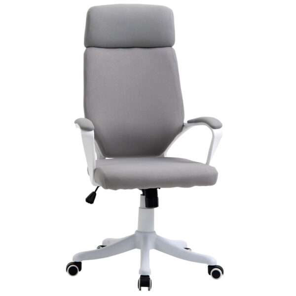 Easycomfort Switching Bureaustoel met Vlakbed, Stoel met Verstelbare Hoogte en Neerklapfunctie, 63x65x112-120cm, Lichtgrijs