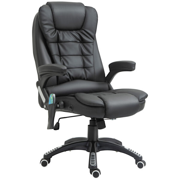 Easycomfort in hoogte verstelbare kantoormassage stoel met 6 massagepunten, in PU, 68x72x108-118, zwart