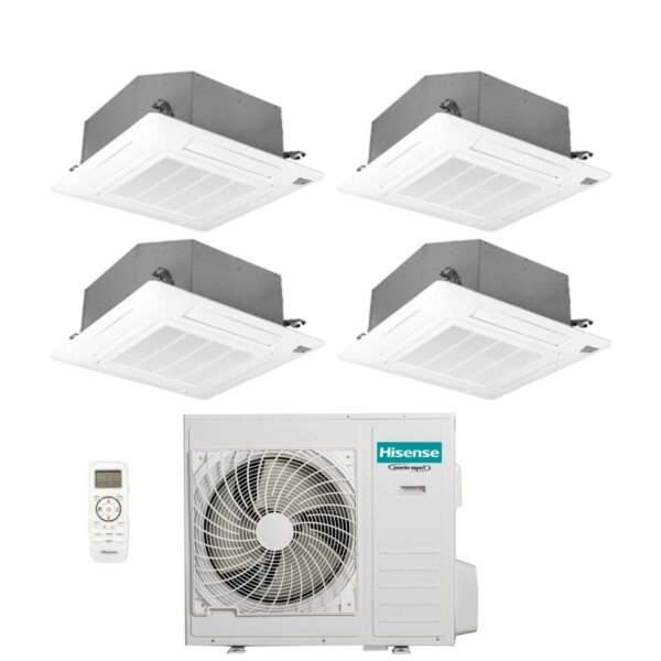Hisense Split Cassette Airconditioner 9+9+9+12 met 4AMW105U4RAA R-32 Wi-Fi Optioneel 9000+9000+9000+12000 met afstandsbediening en paneel geïntegreerd - Nieuw