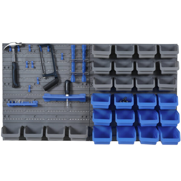 EASYCOMFORT 44-piece tool box with adjustable and removable boxes in blue and grey PP, 54x22x95 cm