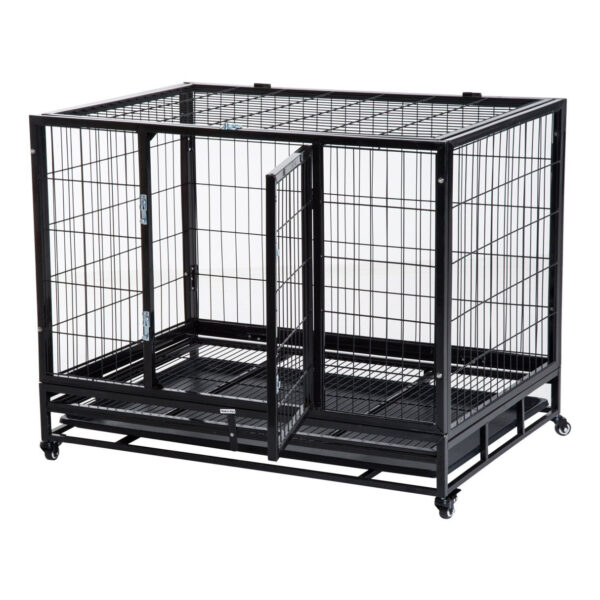 EASYCOMFORT Indoor Outdoor Cage Playpen for Dogs Puppies with Wheels 92×62×75cm