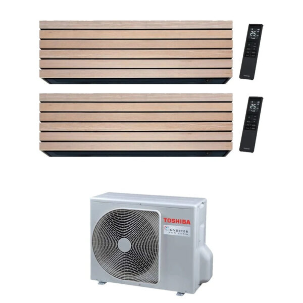 Air conditioner Toshiba Dual Split Inverter Series Daiseikai 10 Wood 9+12 (10+13) Btu With RAS-2M18G3AVG-E Gas R-32 Wi-Fi Integrated A+++/A++