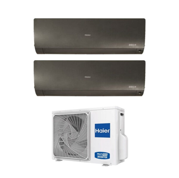 Haier Dual Split Inverter Airconditioner FLEXIS BLACK 7+7 serie met 2U40S2SM1FA R-32 Geïntegreerde Wi-Fi Zwarte kleur 7000+7000