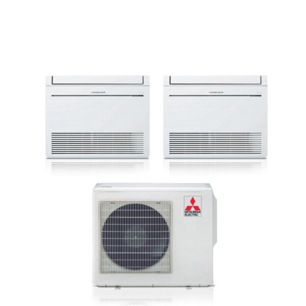 Mitsubishi Electric Air Conditioner Floor Dual Split Inverter MFZ-KT 9+12 series with MXZ-3F54VF R-32 Wi-Fi Optional with Remote Control Included 9000+12000