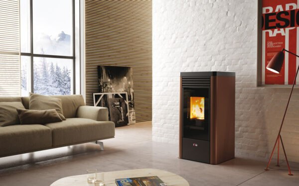 Floor and Pellet Ventilated Anselmo Cola KLEAN 8.27 kW in Steel-Maiolica