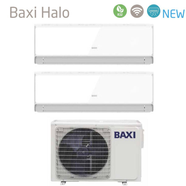 Baxi Dual Split Inverter Airconditioner HALO Serie WIT 9+18 met LSGT70-3M R-32 Geïntegreerde Wi-Fi 9000+18000