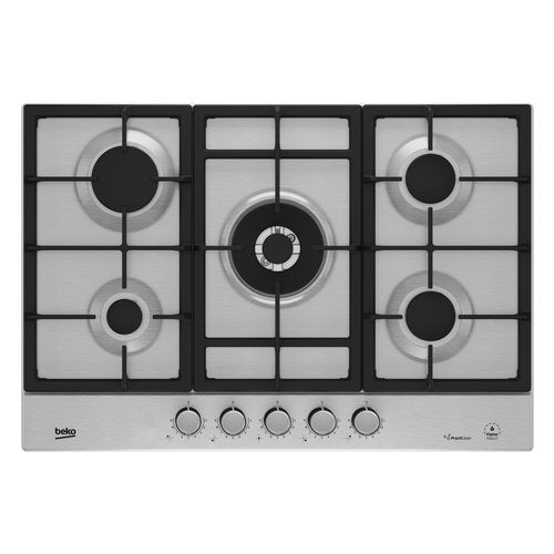 Pianokoken Een gas Beko FlameAdjust Hiaw 75226 Sxe 5 Fuochi (L75xP51) PractiClean Gasveiligheid Inox