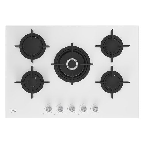 Kookpiano A Gas Beko Hilw 75222 Sw 5 Fruit (L75xP52,4) Wit Glas