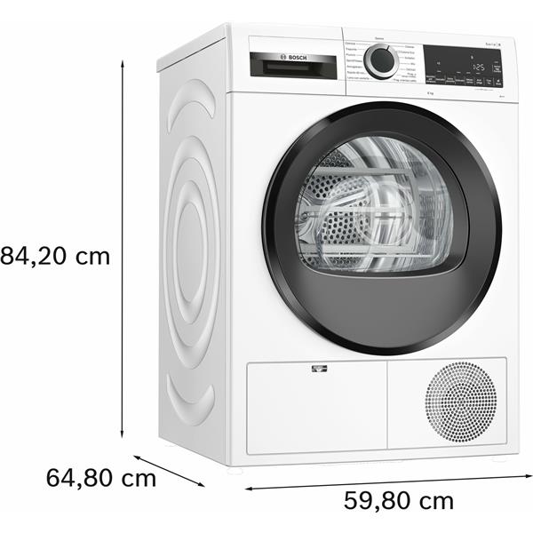 Bosch warmtepompdroger 6-serie WQG23100IT 8 kg klasse A++ (A84,2xL59,8xP61,3) Easy Clean wit
