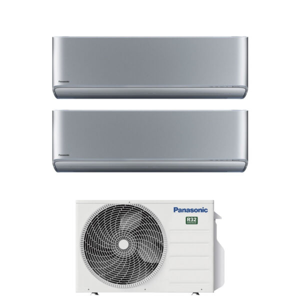 Panasonic Dual Split Inverter Air Conditioner Etherea Silver 9+9 Series with CU-2Z50TBE R-32 Integrated Wi-Fi 9000+9000 Silver
