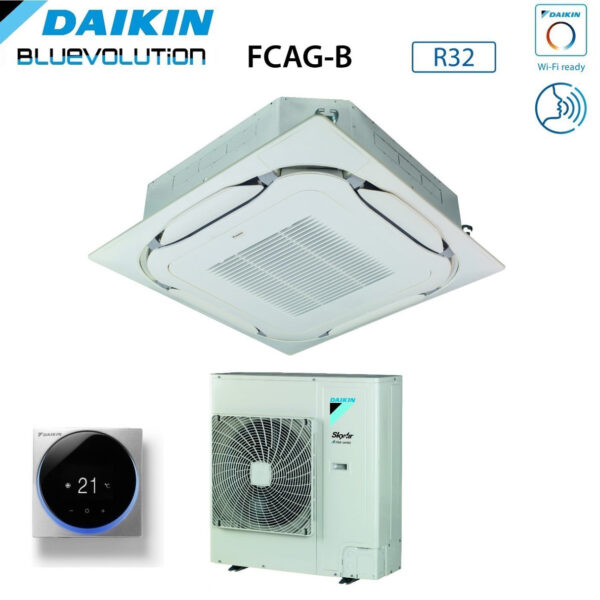 Daikin Bluevolution Round Flow Cassette Airconditioner 42000 BTU FCAG125B + AZAS125MV1 R-32 Wi-Fi Optioneel met standaard rooster inbegrepen