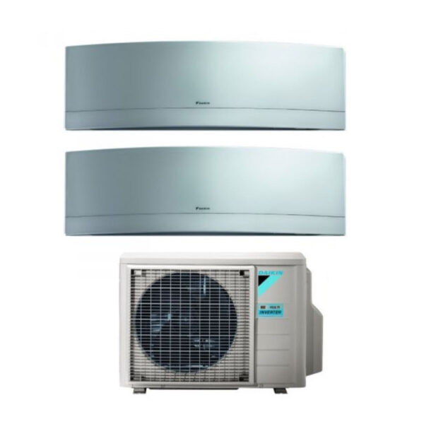 Daikin Bluevolution Dual Split Inverter Air Conditioner EMURA SILVER 9+18 series with 2MXM50A R-32 Integrated Wi-Fi 9000+18000 Silver Color Italian Warranty