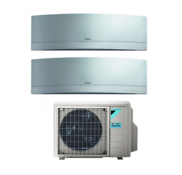 Daikin Bluevolution Dual Split Inverter Airconditioner EMURA SILVER 9+9 serie met 2MXM50A R-32 Geïntegreerde Wi-Fi 9000+9000 Zilverkleur Italiaanse garantie