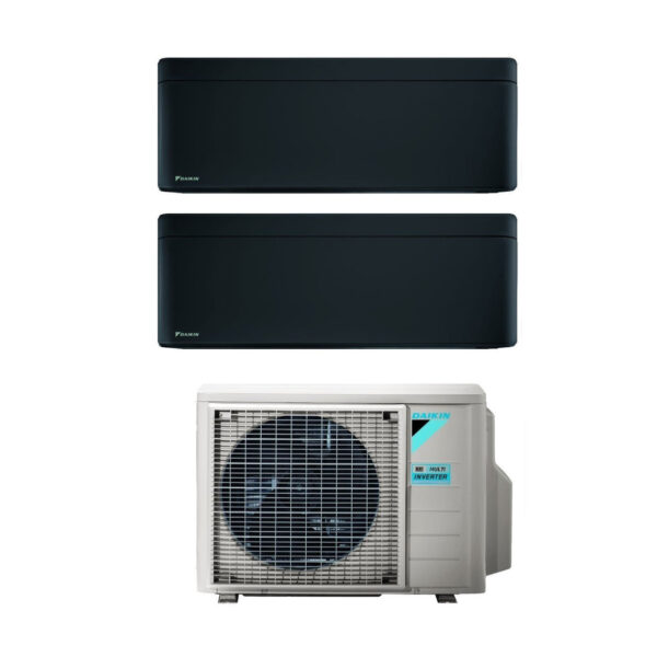 Daikin Bluevolution Dual Split Inverter Airconditioner STIJLVOL ZWART 7+9 serie met 2MXM50A R-32 Geïntegreerde Wi-Fi 7000+9000 Zwarte kleur Italiaanse garantie