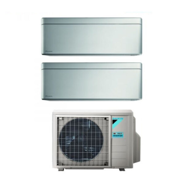Air conditioner Daikin Bluevolution Dual Split Inverter Series STYLISH TOTAL SILVER 12+12 with 2MXM50A R-32 Wi-Fi Integrated 12000+12000 Color Grey