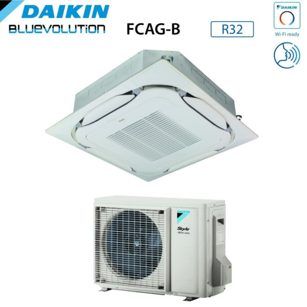 Daikin Bluevolution Airconditioner met ronde flowcassette en inverter 24000 Btu FCAG71B + RZAG71MV1, eenfase R-32 wifi optioneel, standaard rooster en infraroodbediening inbegrepen