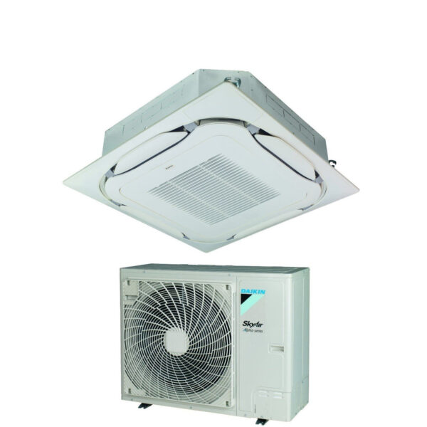 Daikin Bluevolution Airconditioner met ronde flowcassette en inverter SkyAir Alpha-serie 48000 Btu FCAG140B + RZAG140NV1, eenfase R-32 wifi optioneel met standaard rooster