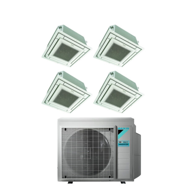 Daikin Bluevolution Inverter Airconditioner Split Cassette FFA-A 9+9+12+12 met 4MXM80N R-32 Wi-Fi Optioneel met wit rooster inbegrepen 9000+9000+12000