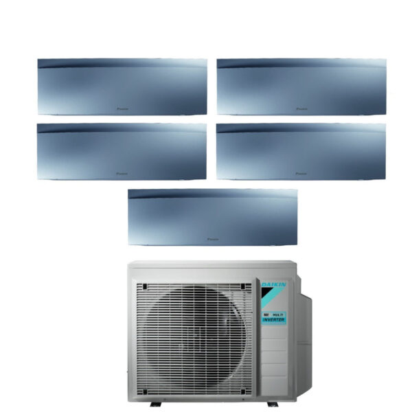 Daikin Bluevolution Penta Split Inverter Air Conditioner EMURA SILVER III series 9+9+9+9+9+18 with 5MXM90N R-32 Integrated Wi-Fi 9000+9000+9000+18000 Silver Color - Italian Warranty