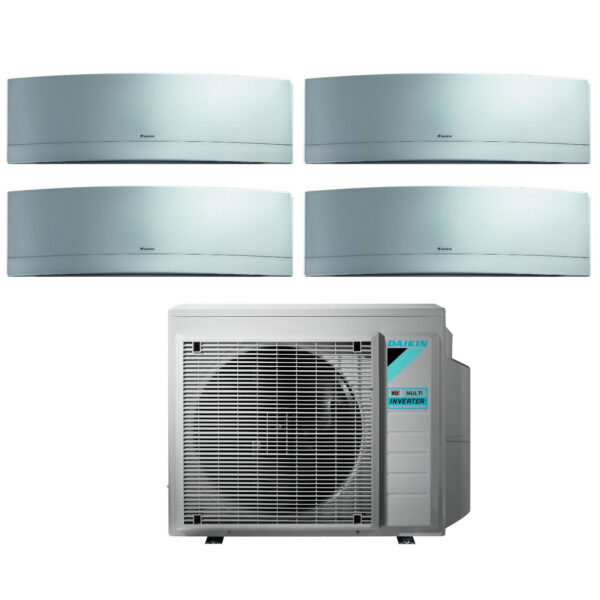 Daikin Bluevolution Airconditioner Split Inverter Panelen EMURA SILVER serie 9+9+9+18 met 4MXM80N R-32 Geïntegreerde Wi-Fi 9000+9000+9000+18000 Kleur Zilver - Italiaanse garantie