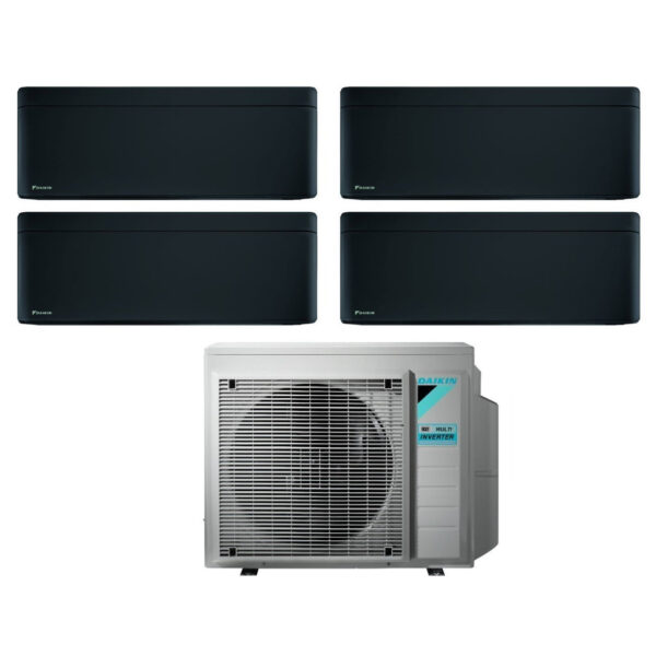 Daikin Bluevolution Air Conditioner Split Inverter Panels STYLISH TOTAL BLACK series 9+9+12+12 with 4MXM80N R-32 Integrated Wi-Fi 9000+9000+12000+12000 Black Color - Italian Warranty