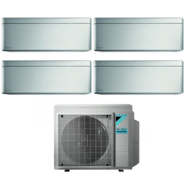 Daikin Bluevolution Airconditioner Split Inverter Panelen STYLISH TOTAL SILVER serie 9+9+9+9+9 met 4MXM80N R-32 Geïntegreerde Wi-Fi 9000+9000+9000+9000 Grijze Kleur - Italiaanse Garantie