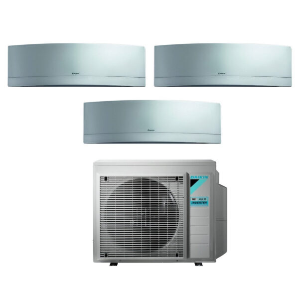 Daikin Bluevolution Trial Split Inverter Airconditioner EMURA SILVER 9+9+18 serie met 3MXM68N R-32 Geïntegreerde Wi-Fi 9000+9000+18000 kleur Zilver - Italiaanse garantie