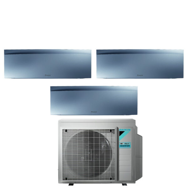 Daikin Bluevolution Trial Split Inverter Airconditioner EMURA SILVER III 7+7+15 serie met 3MXM68N R-32 Geïntegreerde Wi-Fi 7000+7000+15000 Zilverkleur - Italiaanse garantie