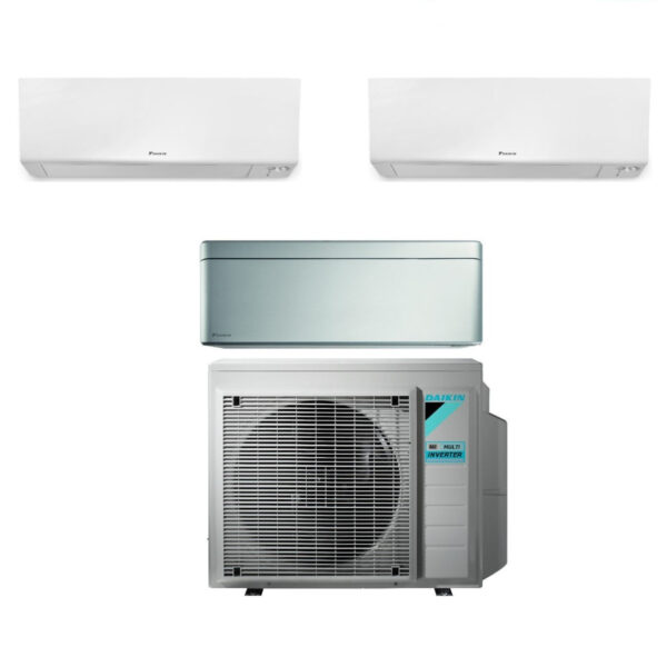 Daikin Bluevolution Trial Split Inverter Airconditioner FTXM/R-serie PERFERA WALL 7000+7000 + STIJLVOL TOTAAL ZILVER 12000 met 3MXM68N R-32 Geïntegreerde Wi-Fi 7000+7000+12000 - Italiaanse garantie
