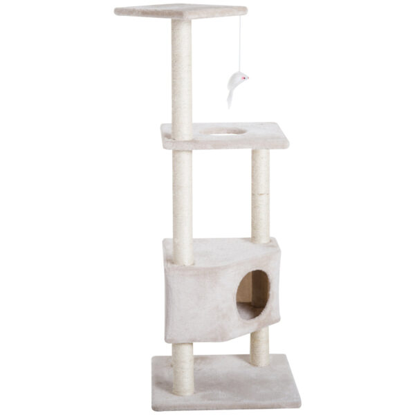 EASYCOMFORT Scratching Post for Cats 3 Levels, Cream, 49x48x130cm