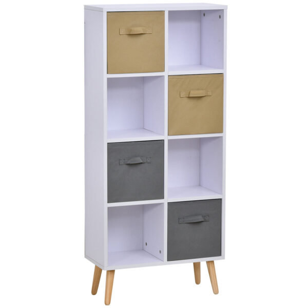 EasyComfort garderobekast in zonder hout, 8 scheuren en 4 inzetbare cassettes in witte en bruine stof