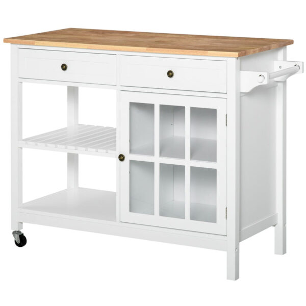 Easycomfort Wooden Kitchen Cart Portable and Utensils, 2 Wheel Cassette and Mensole, Multiuse and Save Space, White, 116.5x48x86.5cm