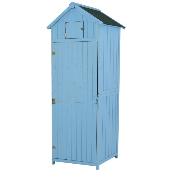 EASYCOMFORT Light Blue Wooden Garden Tool Cabinet