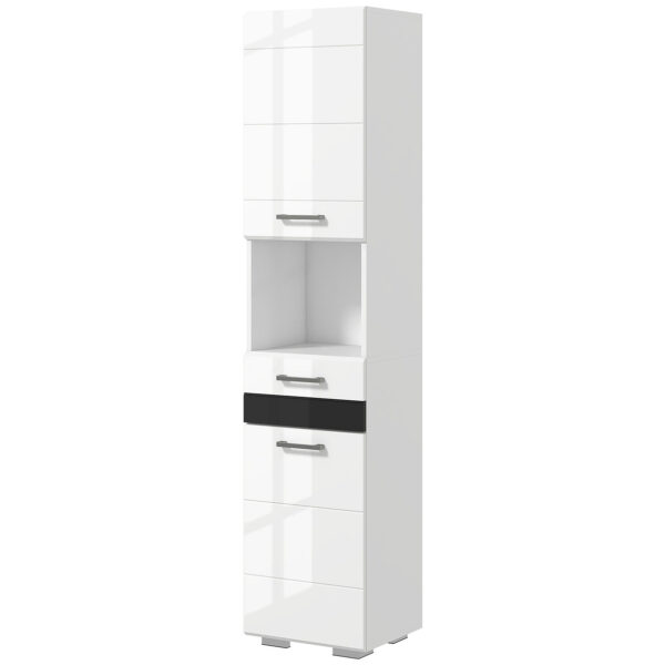 Easycomfort MDF Bathroom Column with Open Rope, Closed Cabinet, 37x32.5x170 cm, White