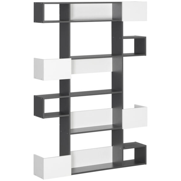 Easycomfort Moderne bibliotheek met 5 verdiepingen en 8 open vakken in Truciolato, 120x20x171 cm, Griekenland en wit