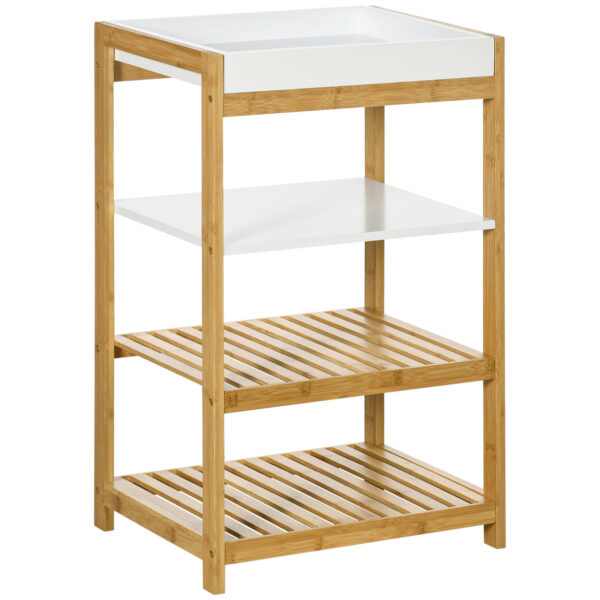 Easycomfort Mobile with Bamboo and MDF Boxes with Removable Vessel, 42.8x33x70cm, White and Color Wood