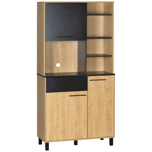 EasyComfort Mobile Modern Kitchen in Screw and Pino Wood with Adjustable Cassettes and Rips, 90x40x180 cm
