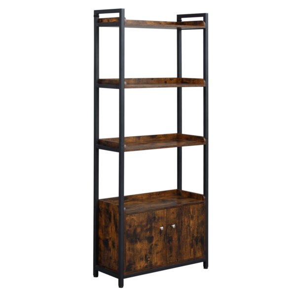 Easycomfort Mobiele Bibliotheek 4-delig met 2 fronten, Bibliotheek in industriële stijl voor thuis en op kantoor, 75x30x180cm, Marrone