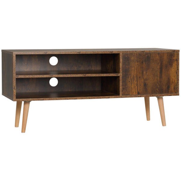 Easycomfort Mobiele TV-deur tot 55" met open kast en houten kast, 110x40x50cm, Bruin